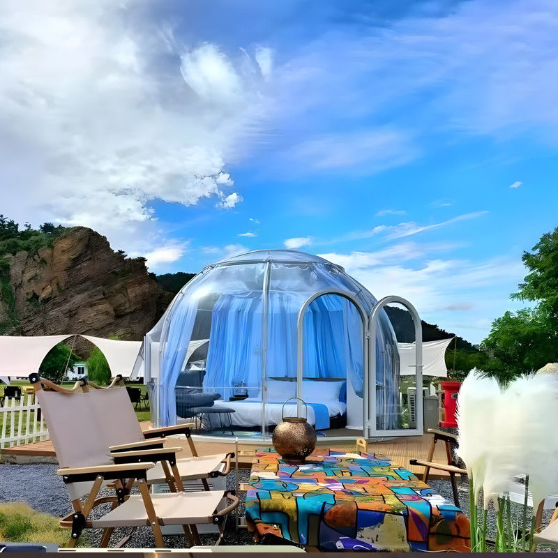 Casas prefabricadas con cúpula de cuarto de sol moderno Casa de jardín Glamping Resort Tienda de cúpula