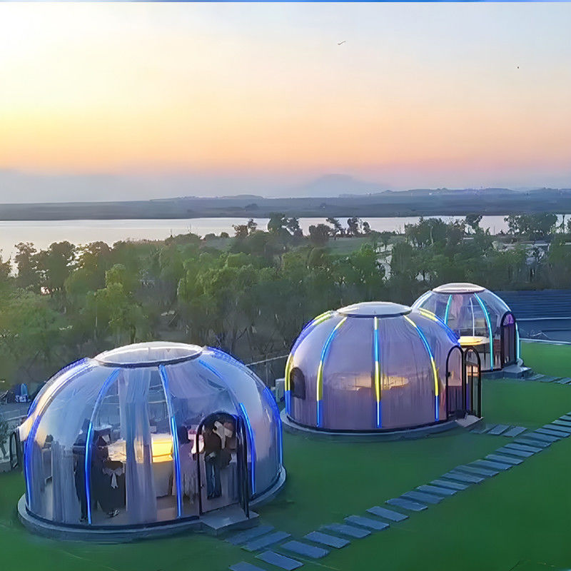 Casas prefabricadas con cúpula de cuarto de sol moderno Casa de jardín Glamping Resort Tienda de cúpula