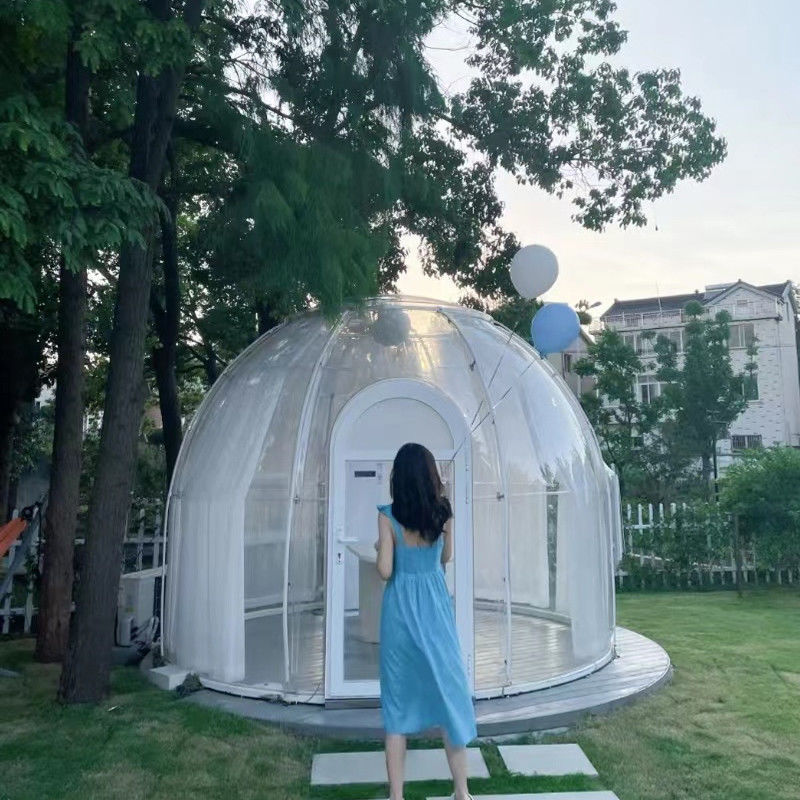 PC Casa de cúpula clara Tiendas de campaña de burbujas al aire libre con ventana de aluminio y luz LED