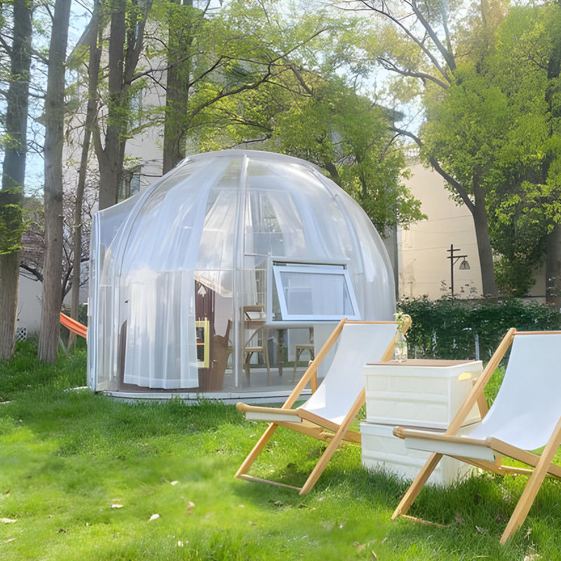 PC Casa de cúpula clara Tiendas de campaña de burbujas al aire libre con ventana de aluminio y luz LED