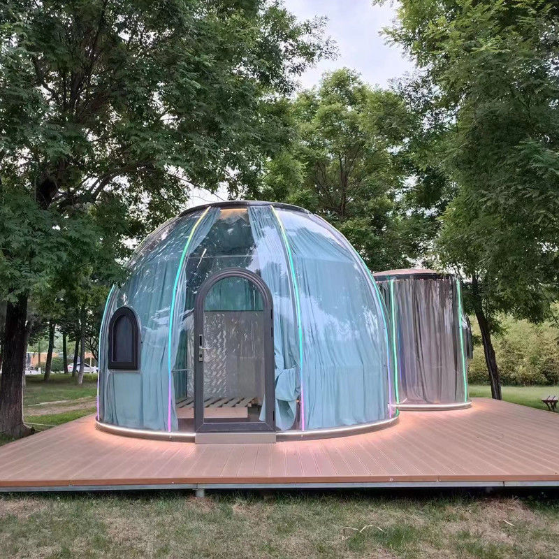 3m x 2.3m Tenda de burbujas de iglú Casa de cúpula de policarbonato con paquete de cartón de madera