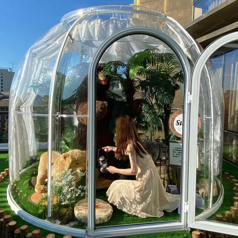 Parque PC Despejar la tienda de iglú 6m Cúpula geodésica para acampar al aire libre
